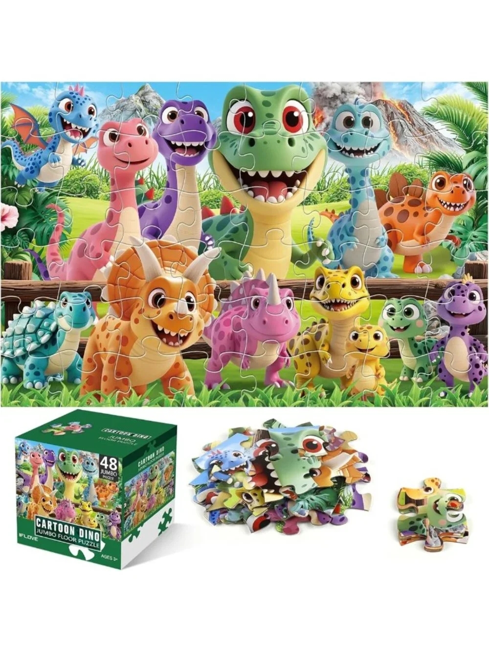 Jumbo Dinosaur Floor Puzzle - 48 Piece Jigsaw for Kids 4-8, Educational Learning